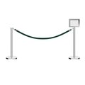 Montour Line Stanchion Post & Rope Kit Pol.Steel, 2FlatTop 1Green Rope 8.5x11H Sign C-Kit-1-PS-FL-1-Tapped-1-8511-H-1-PVR-GN-PS